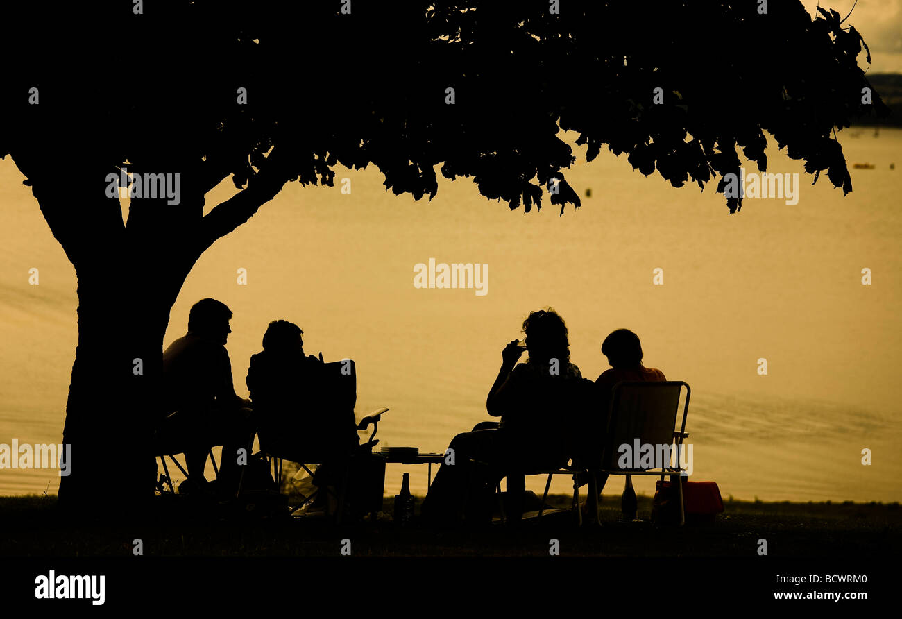 rutland oakham lake picnic silhouette Stock Photo