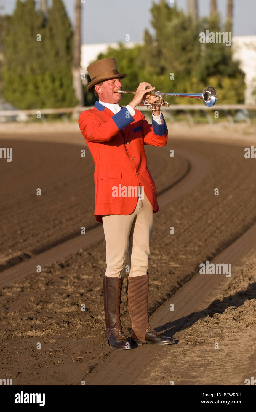 A Race Track Bugler Playing Prior To A Horse Race At The Los Alamitos a-race-track-bugler-playing-prior-to-a-horse-race-at-the-los-alamitos