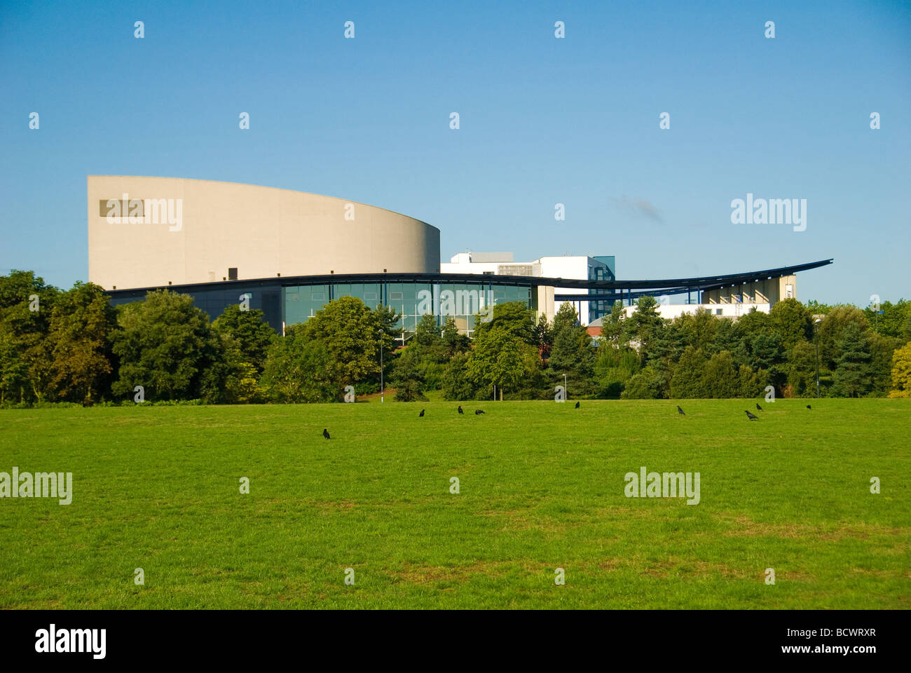 A view of the New Theatre District in Milton Keynes from the nearby