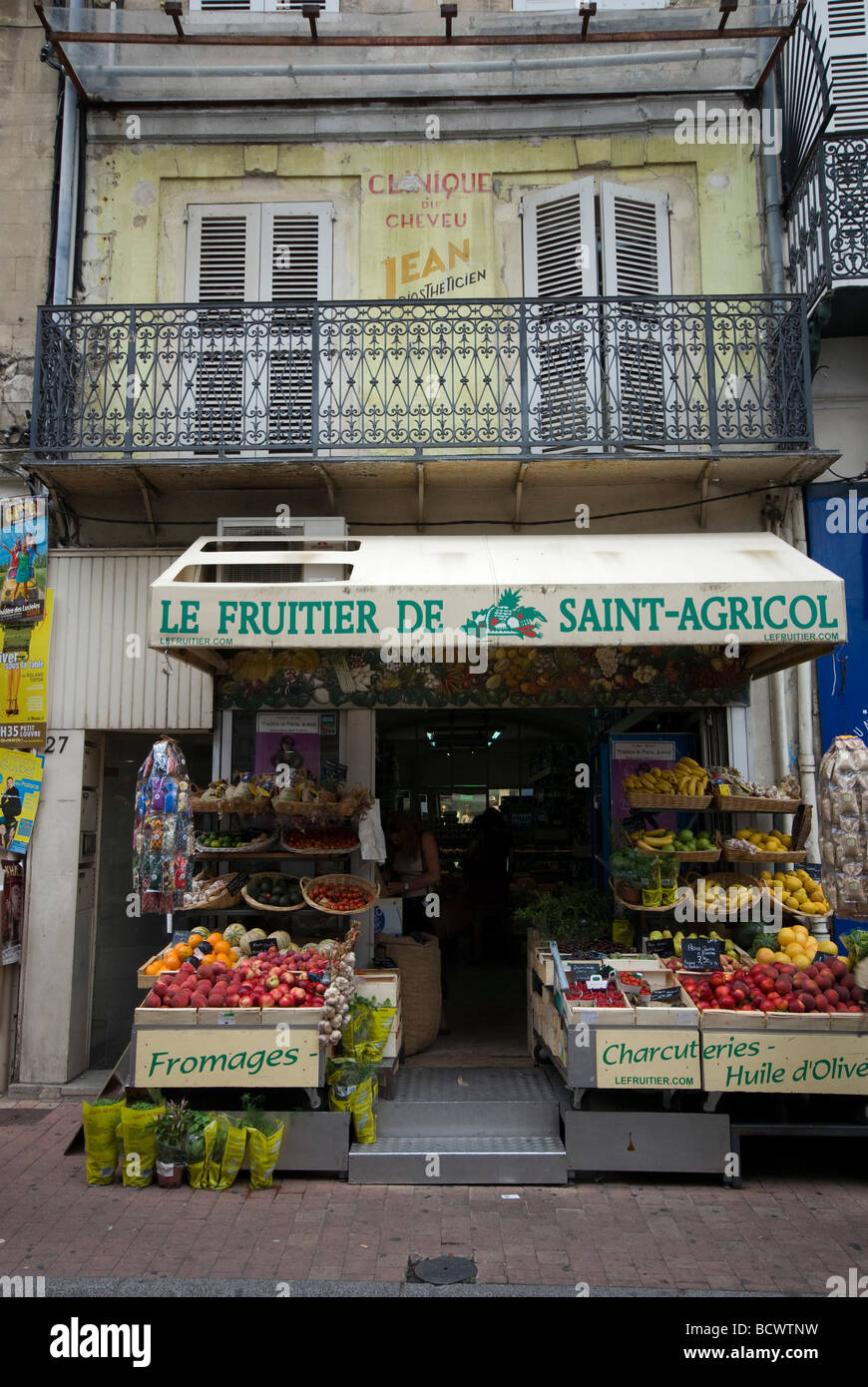Fruit seller in Avignon, France Stock Photo