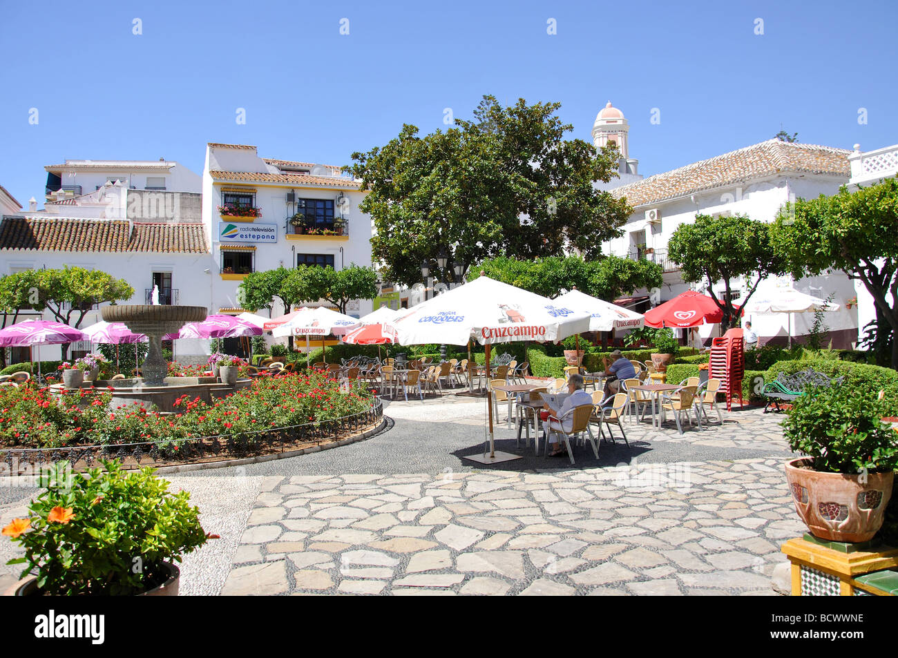 Plaza Las Flores, Estepona, Costa del Sol, Malaga Province, Andalusia, Spain Stock Photo