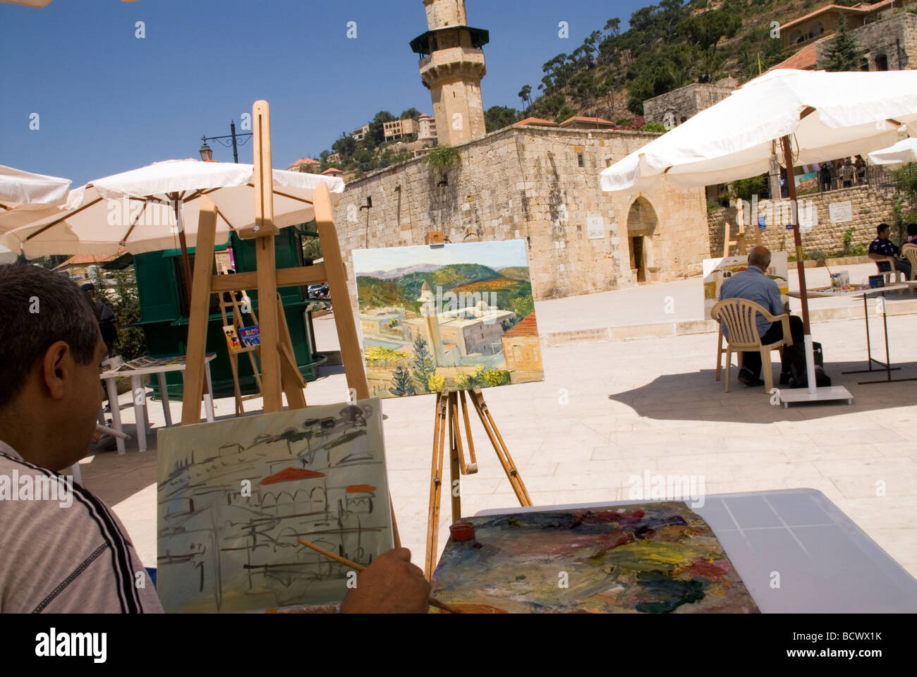 painters day deir el qamar festival lebanon Stock Photo