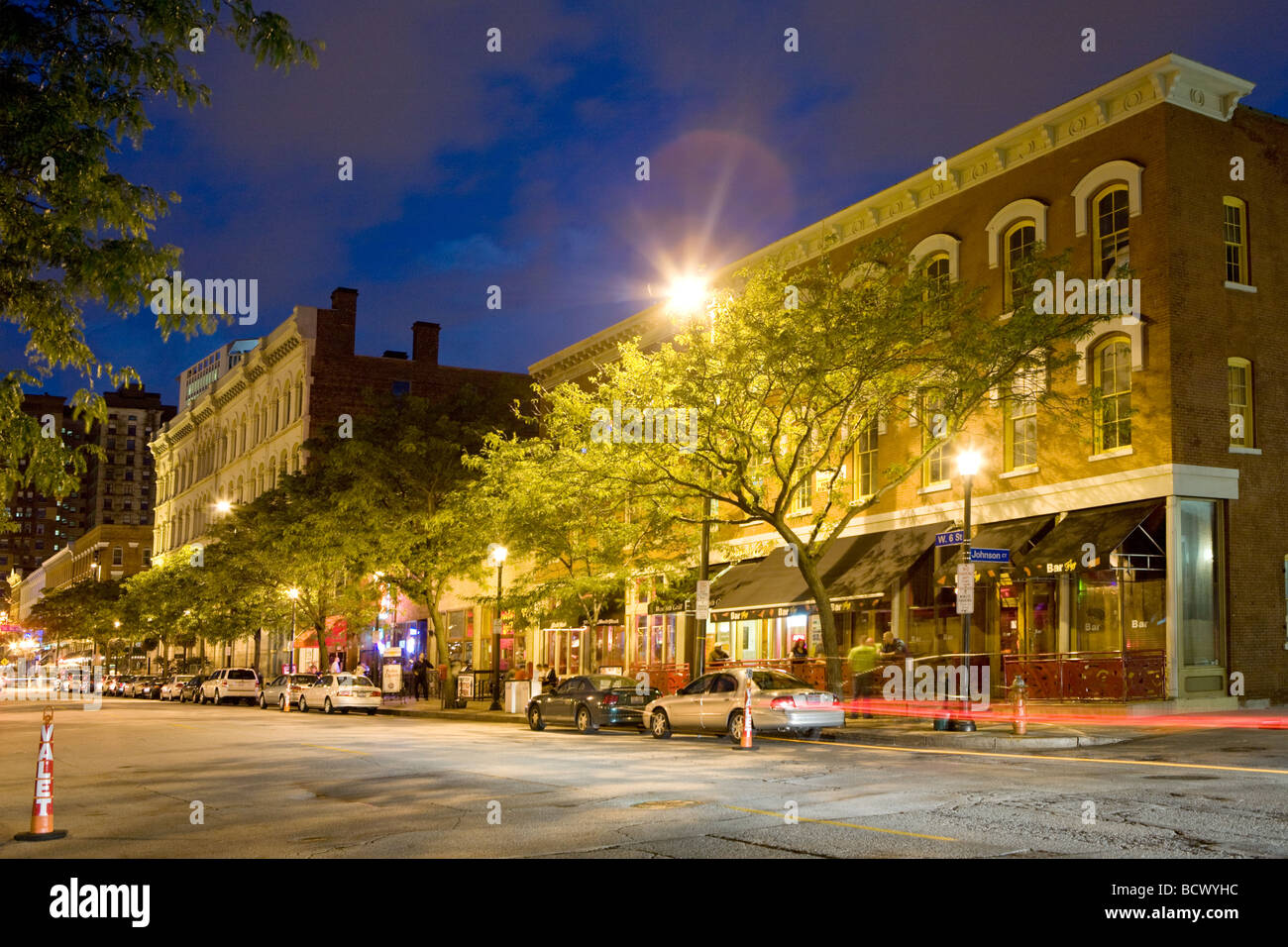 Warehouse District in Cleveland Ohio is a nightclub destination Stock Photo
