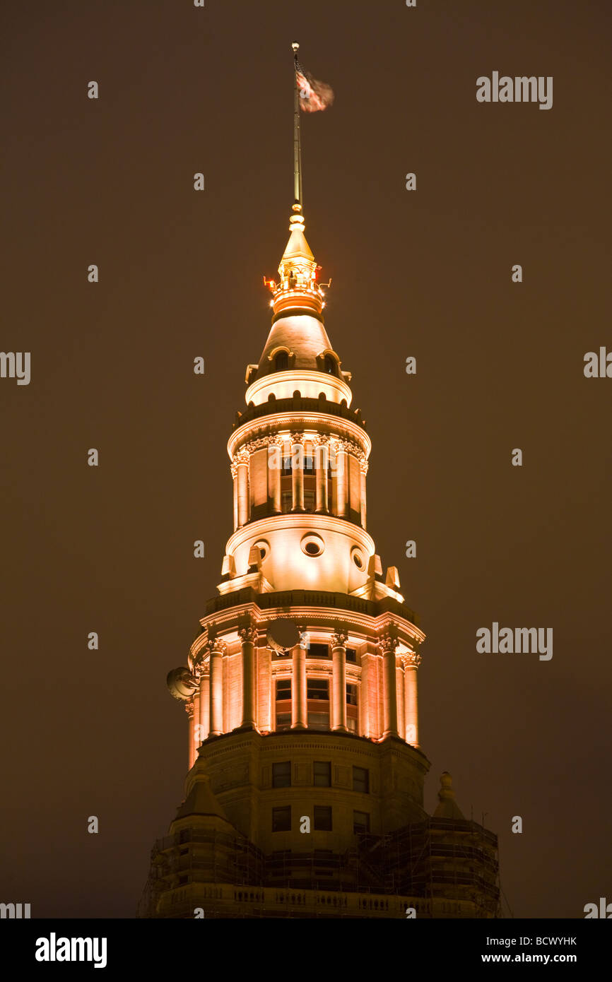 The tower of Tower City Center in Cleveland Ohio Stock Photo