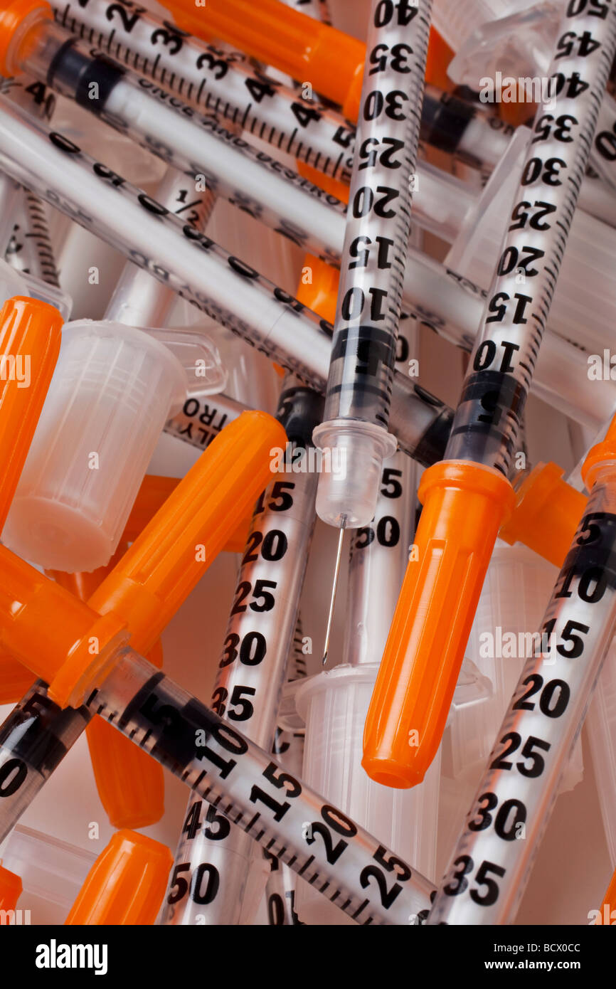 Pile of syringes Stock Photo