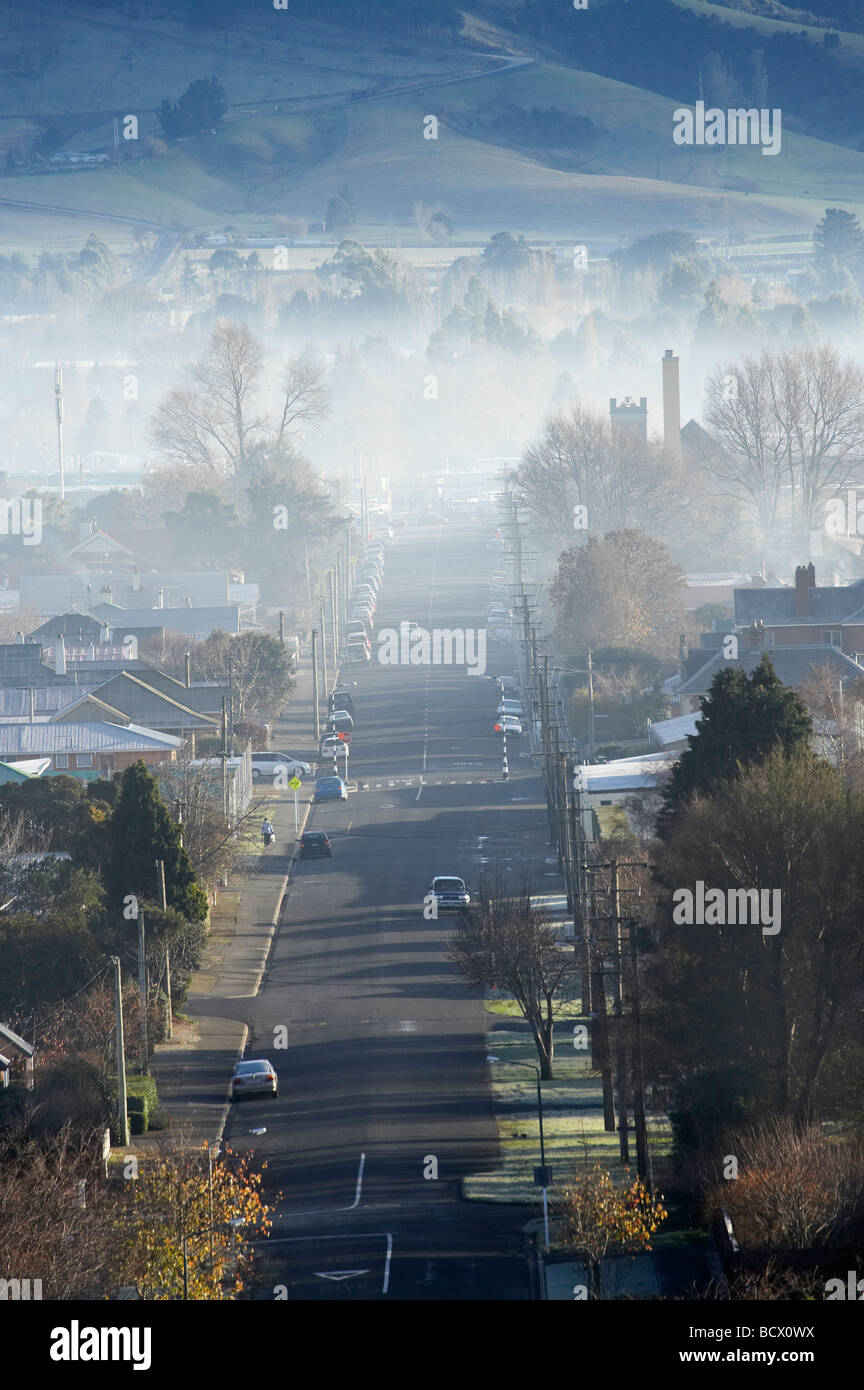 Winter Air Pollution over Mosgiel Dunedin Otago South Island New Zealand Stock Photo