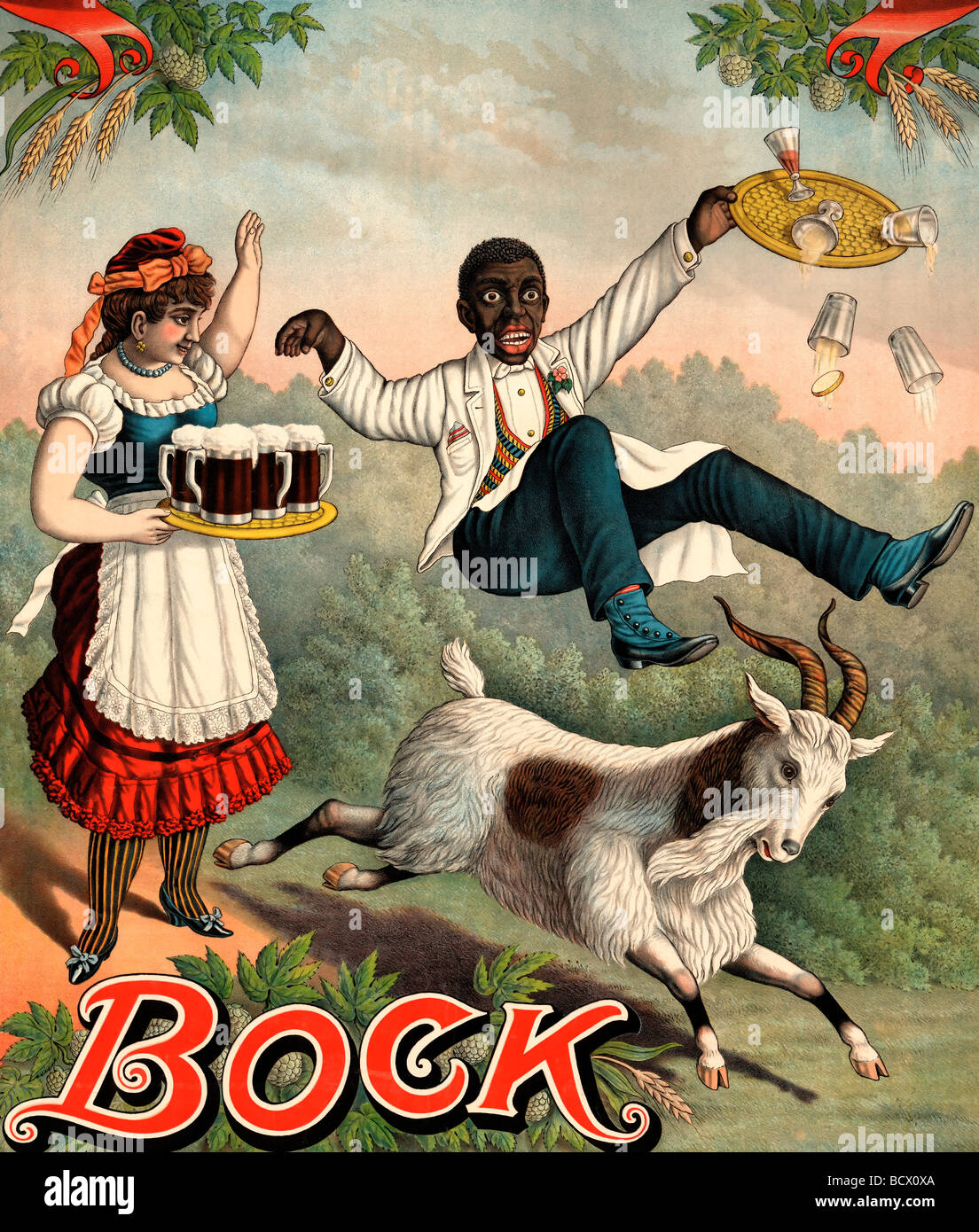 Stock poster for bock beer, circa 1889 Stock Photo