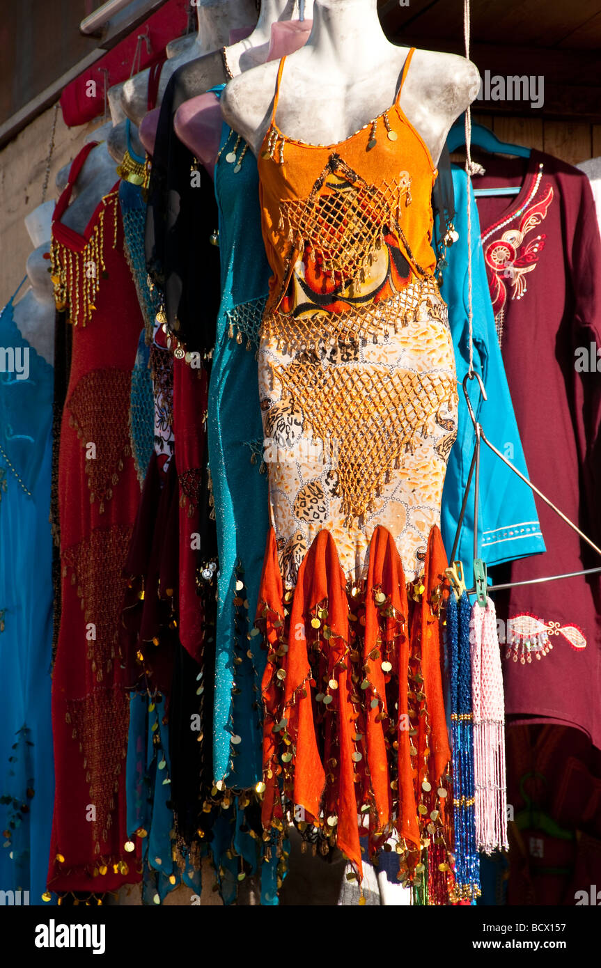 Egypt Kom Ombo tourist shop showing female manikin wearing skimpy tight dress Stock Photo