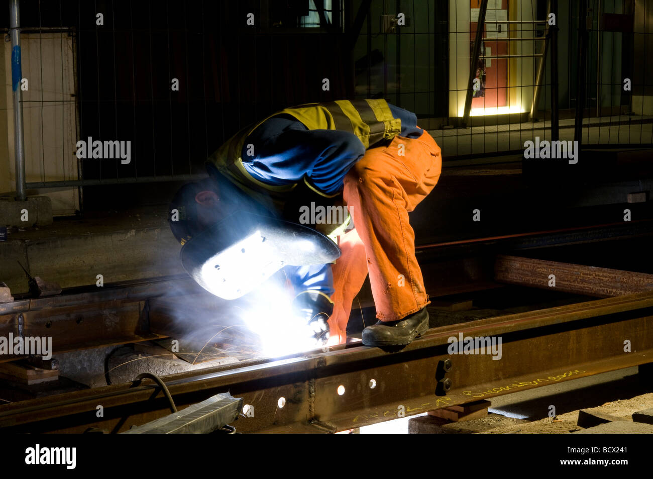 Wien Straßenbahn Gleisbauarbeiten Vienna Tramway Track Renovation Work Stock Photo