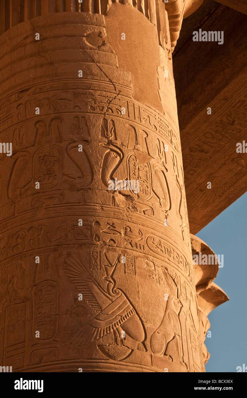 Egypt Kom Ombo temple pylons columns hypostyle hall Stock Photo