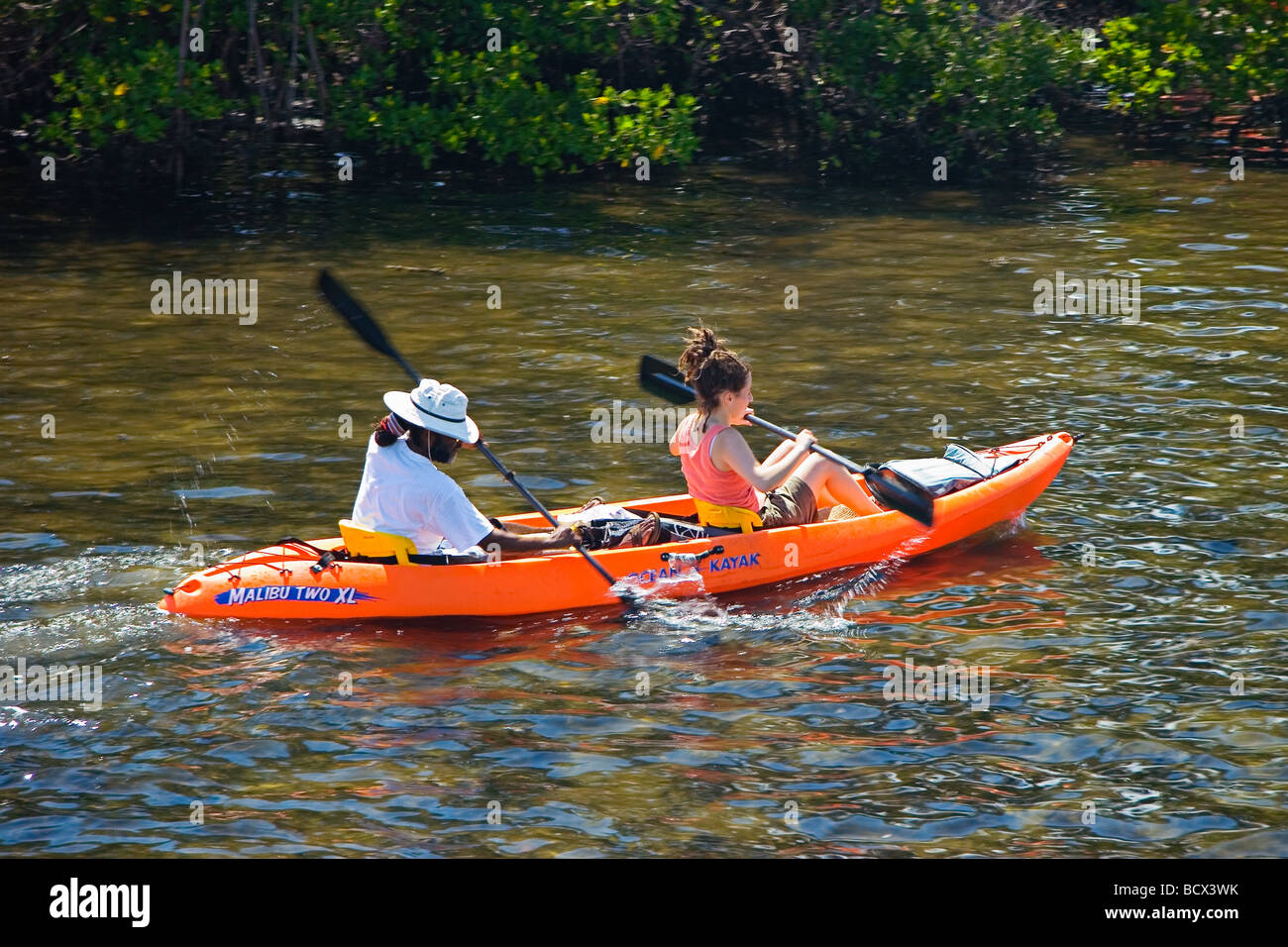Kayaking in Lake Worth John D MacArthur Beach State Park North Palm Beach Atlantic Ocean Florida USA Stock Photo