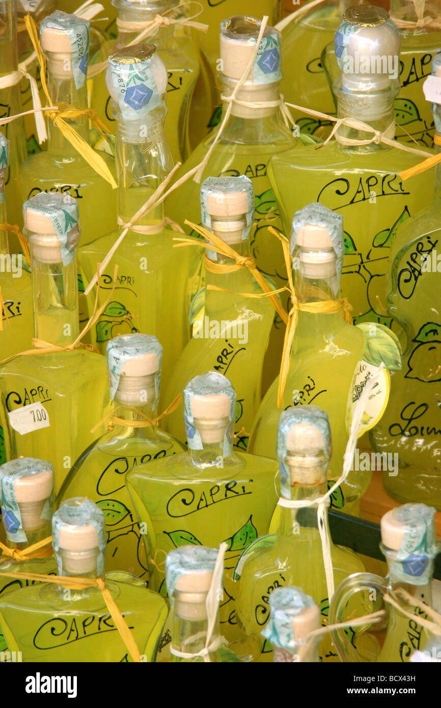 Bottles of italian Limoncello in Italy Stock Photo - Alamy
