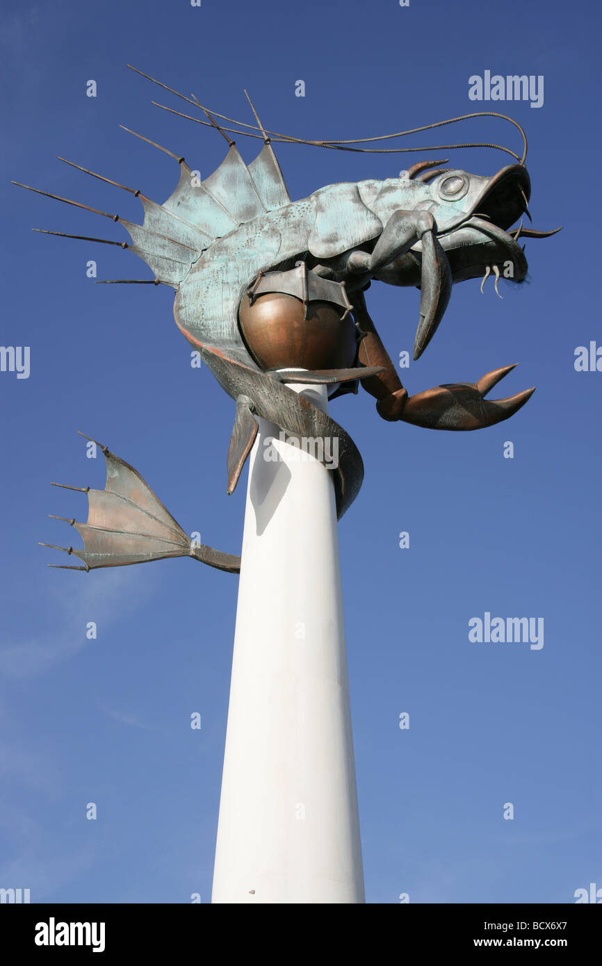City of Plymouth, England. The public art sculpture of a fish like
