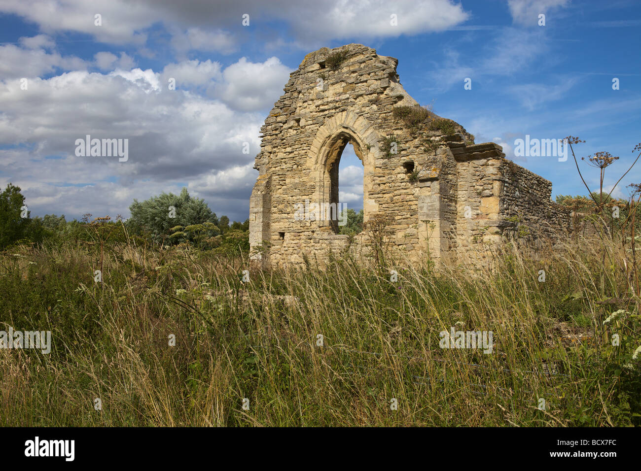 Remains of St Peter's Church, Stanton Low, Milton Keynes, c1100, sole relic of the ancient village of Stanton Low Stock Photo