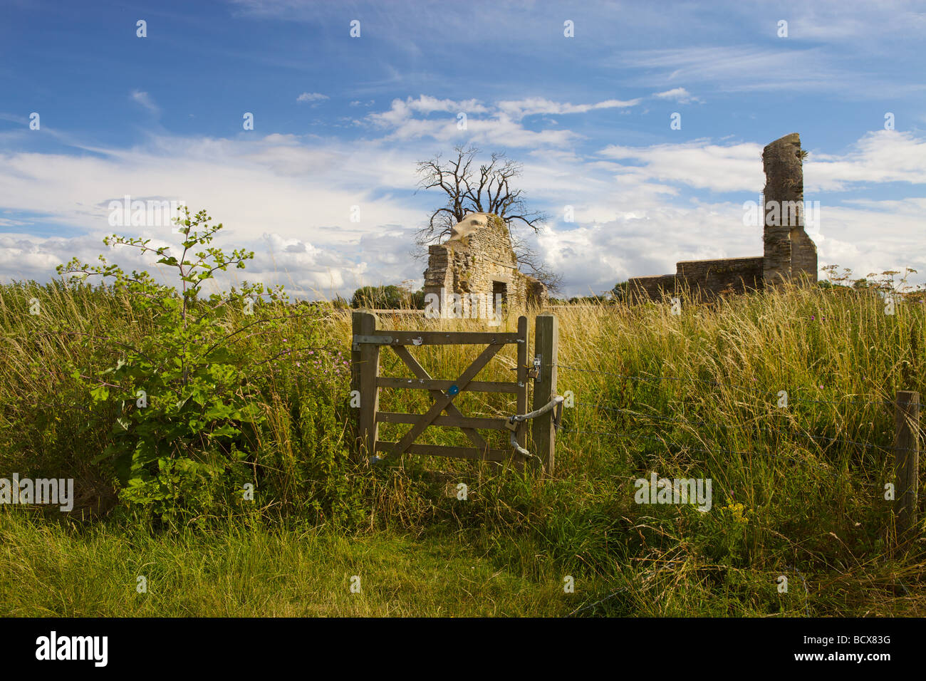 Remains of St Peter's Church, Stanton Low, Milton Keynes, c1100, sole relic of the ancient village of Stanton Low Stock Photo