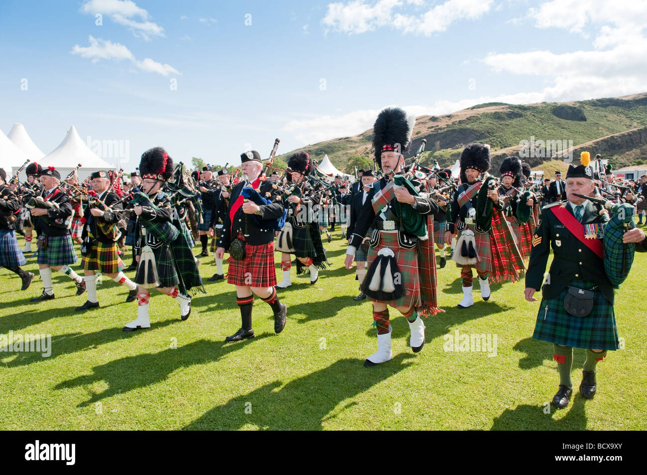 Pipe Bands in Holyrood Park for the Gathering 2009 in Edinburgh