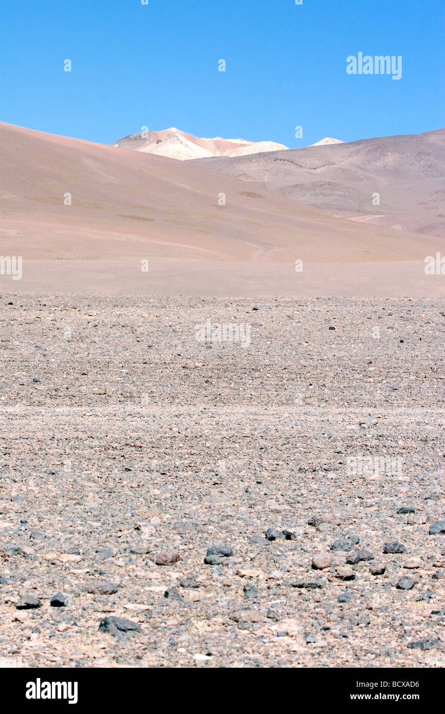 The arid Andean Altiplano in the Atacama Desert, Chile, near Tara Salt Lake Stock Photo