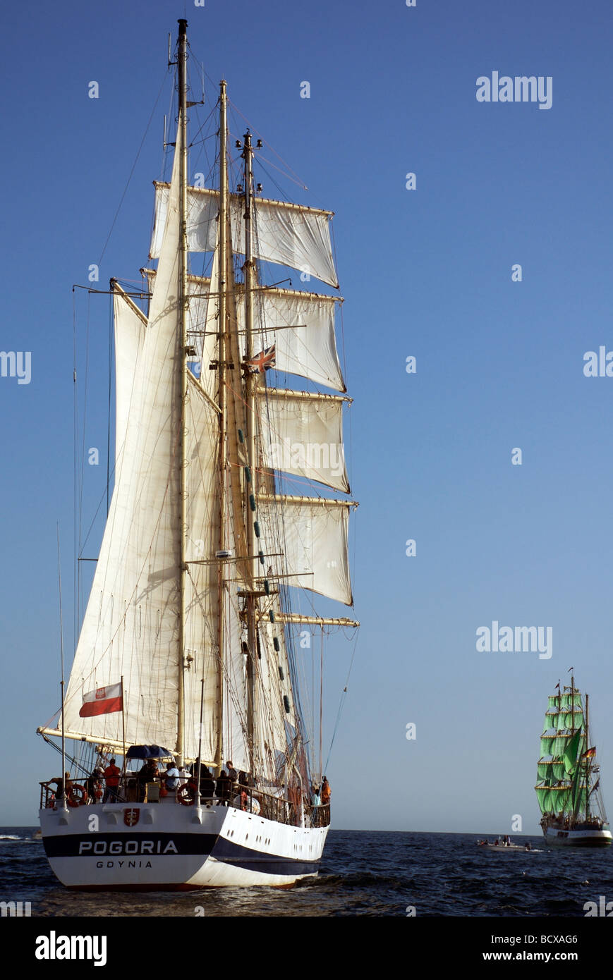 The Pogoria barquentine ship from Poland and Alexander Von Humboldt from Germany, Funchal 500 Tall Ships Regatta 2008, Falmouth Stock Photo