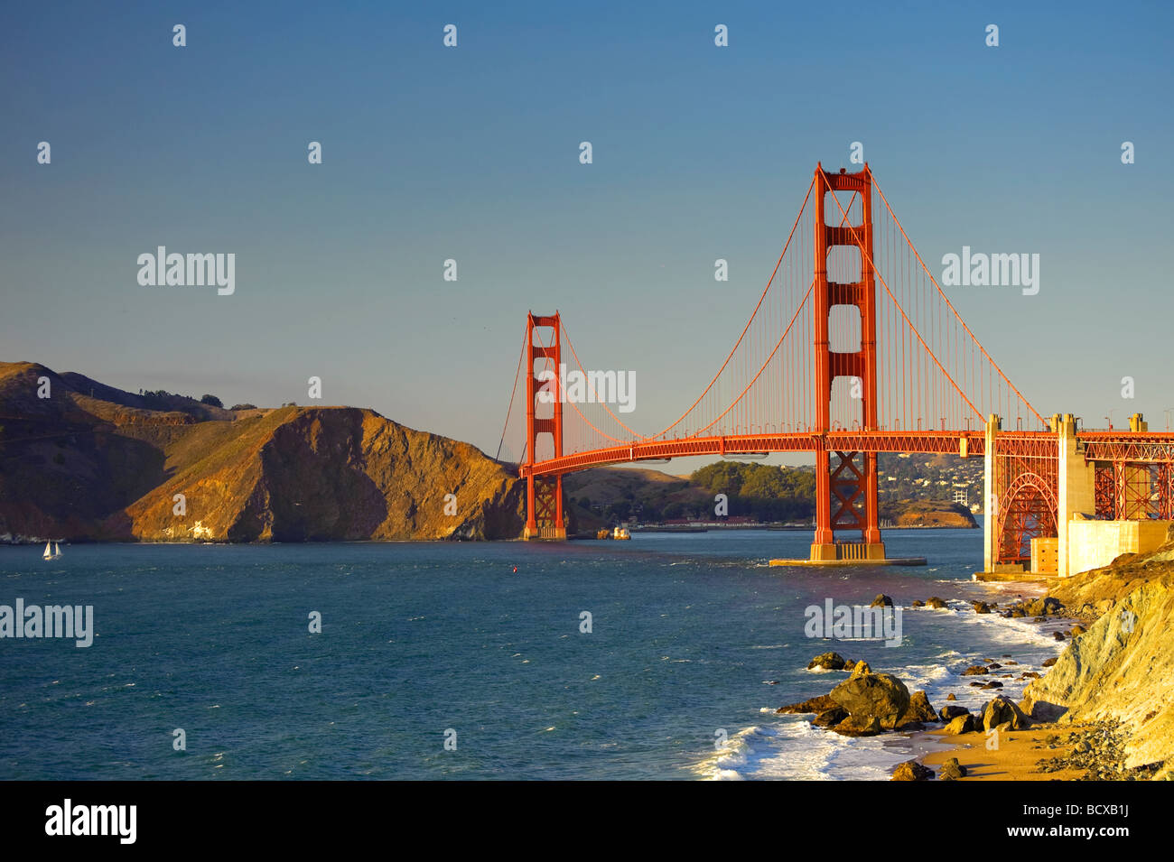 Usa California San Francisco Baker s Beach and Golden Gate Bridge Stock Photo