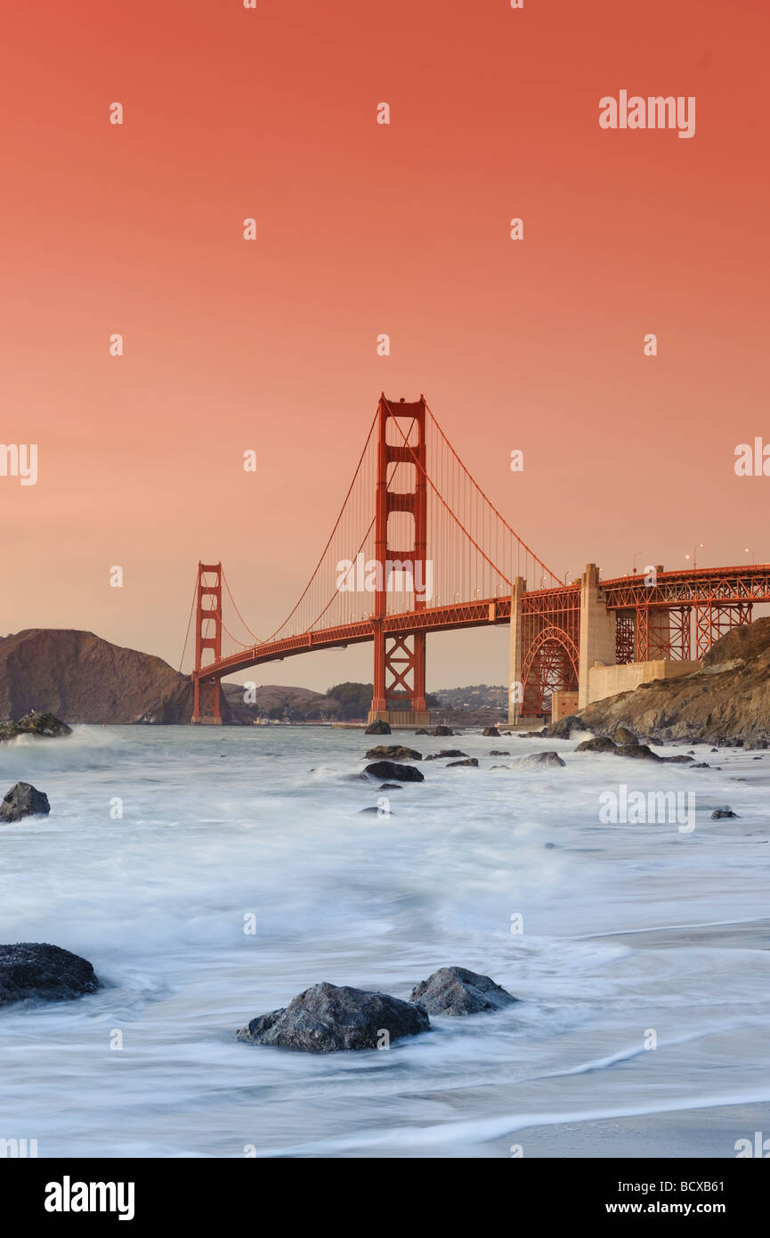Usa California San Francisco Baker s Beach and Golden Gate Bridge Stock ...