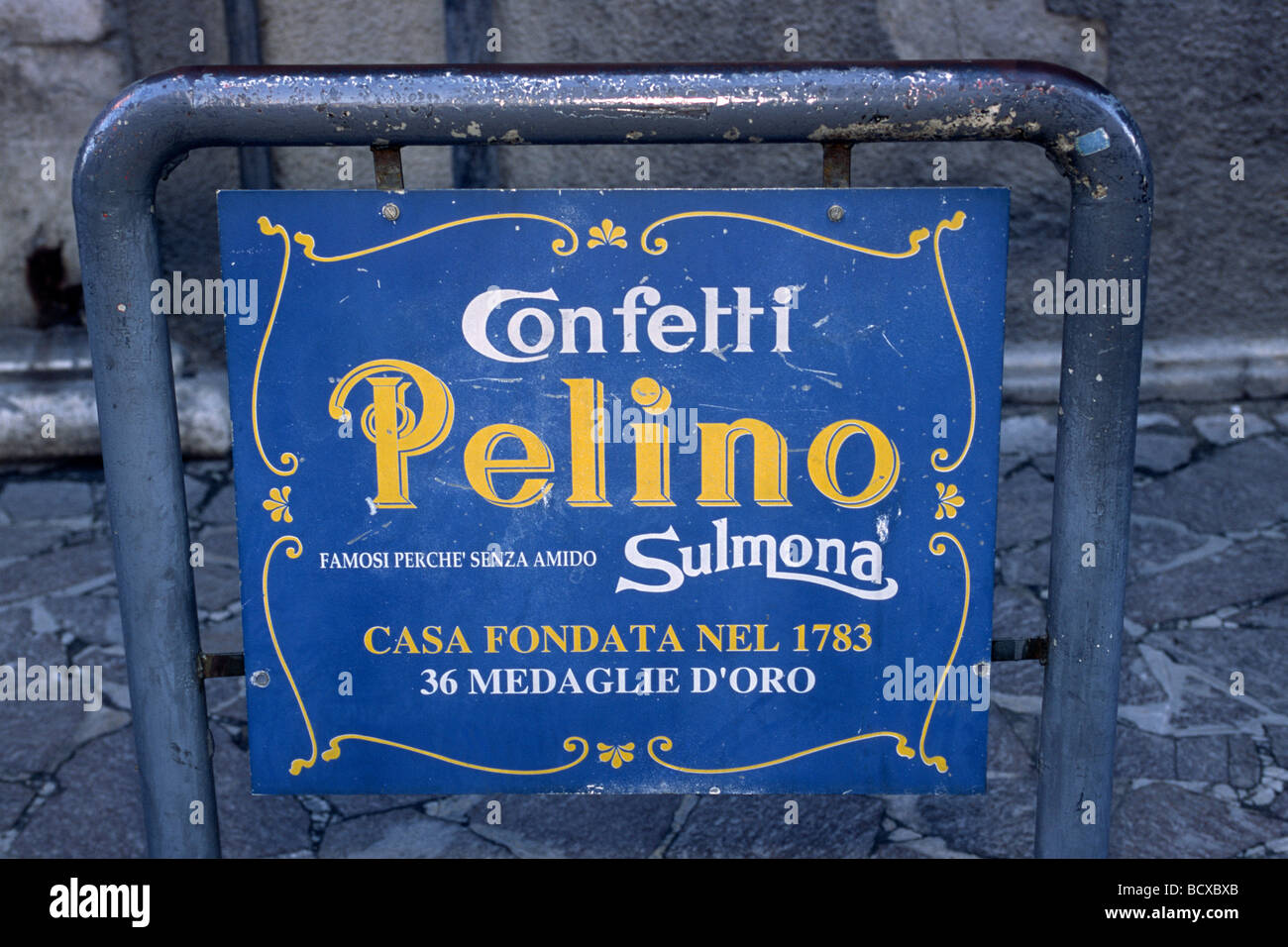 italy, abruzzo, sulmona, confetti pelino advertising Stock Photo - Alamy