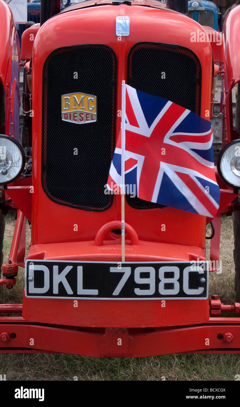 Tractor with Union Jack flag Stock Photo