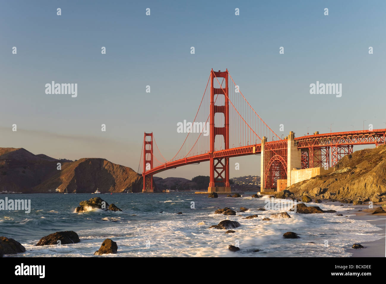 Usa California San Francisco Baker s Beach and Golden Gate Bridge Stock ...