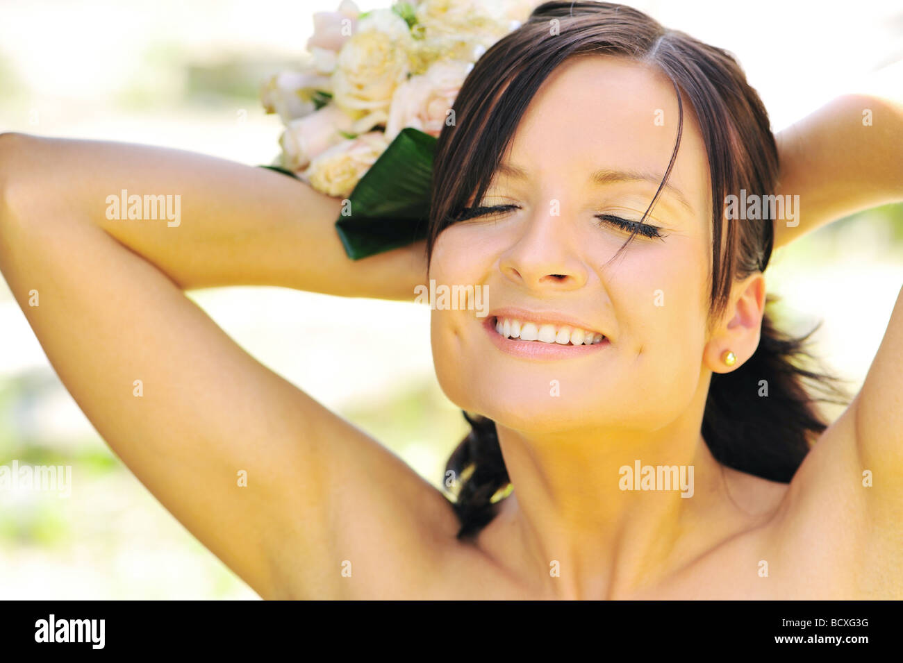 happy women,natural,pure beauty, mental health Stock Photo