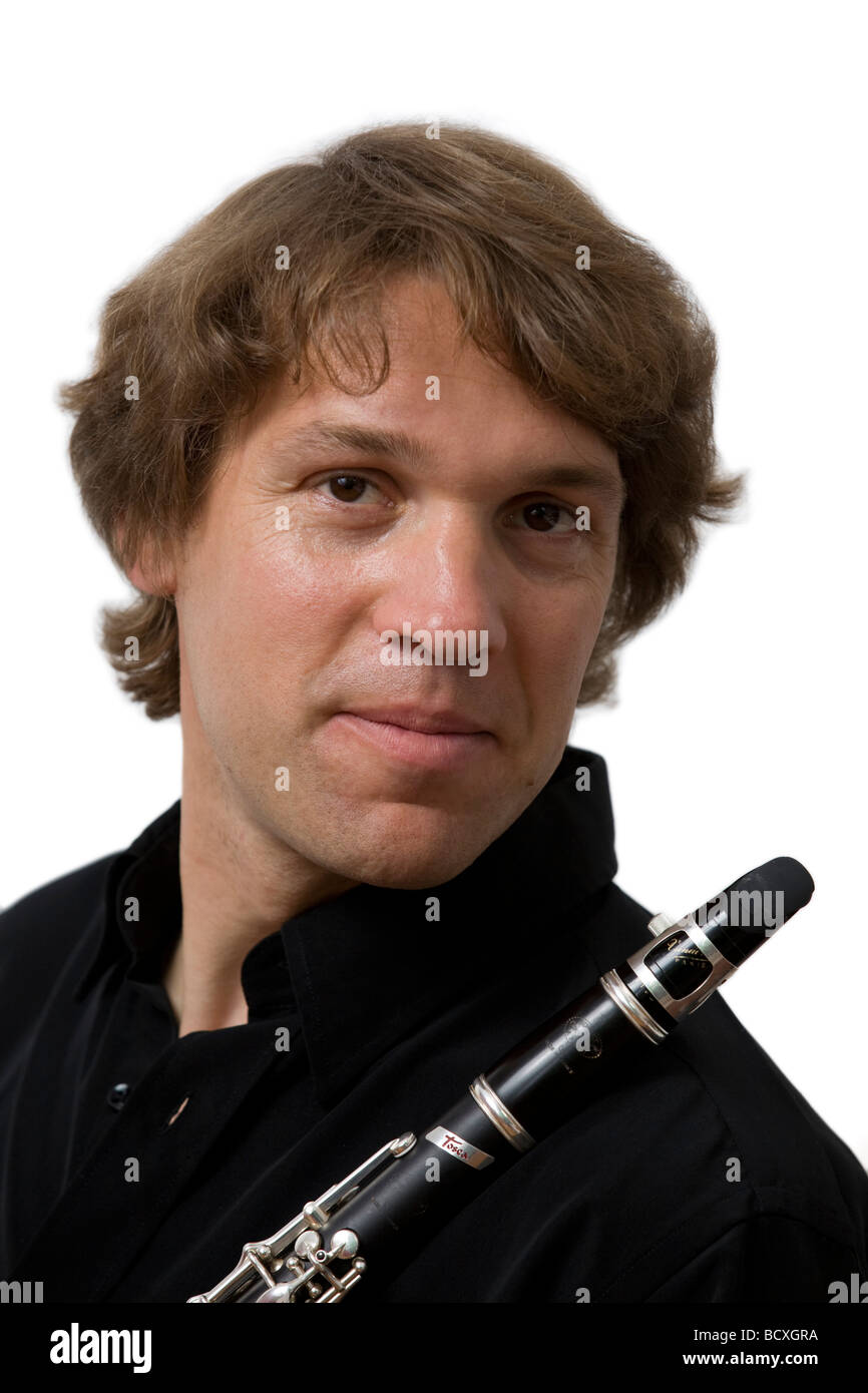 A photograph of Joël JORDA clarinettist (France). Portrait du clarinettiste Joël JORDA (France). Stock Photo