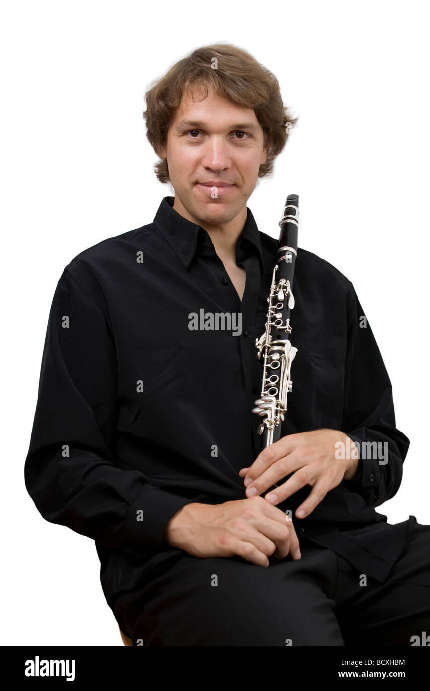 A photograph head-and-shoulders of Joël JORDA clarinettist (France). Portrait du clarinettiste Joël JORDA (France). Stock Photo