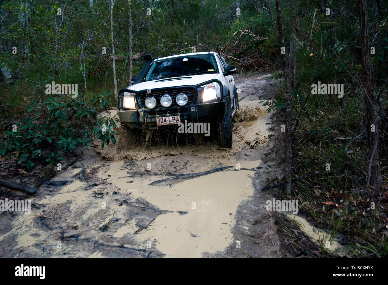 4 wheel drive in muddy conditions Stock Photo