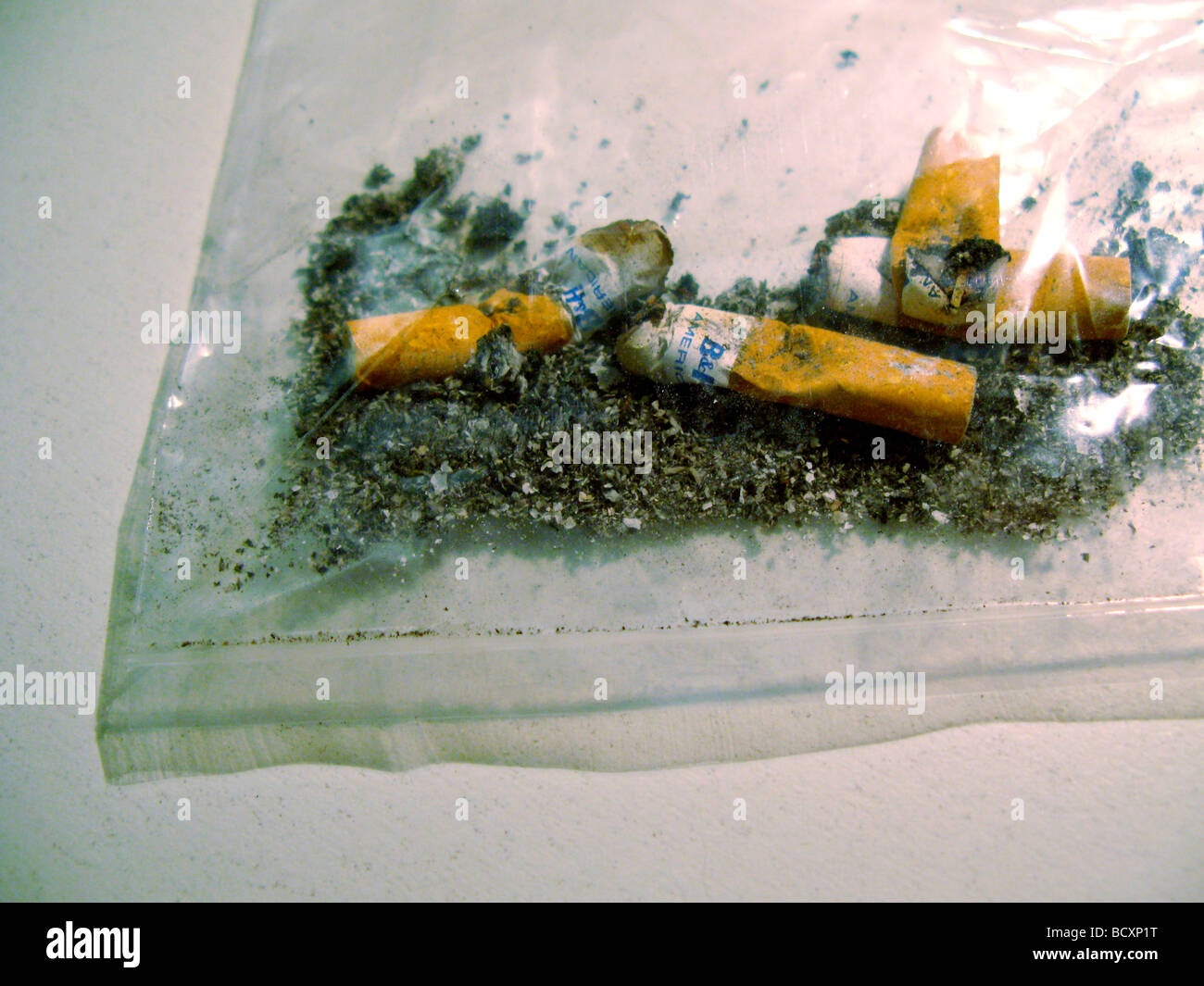 cigarettes in a plastic bag Stock Photo Alamy