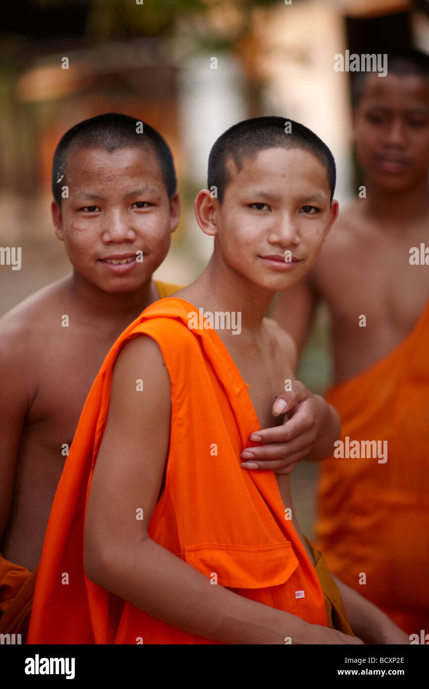portrait of a two monks in Vang Vieng, Laos Stock Photo