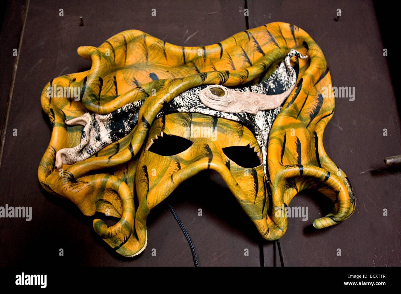 Mask made of leather in La Noria, a small town 33 km (21 miles) northeast of Mazatlan Mexico Stock Photo
