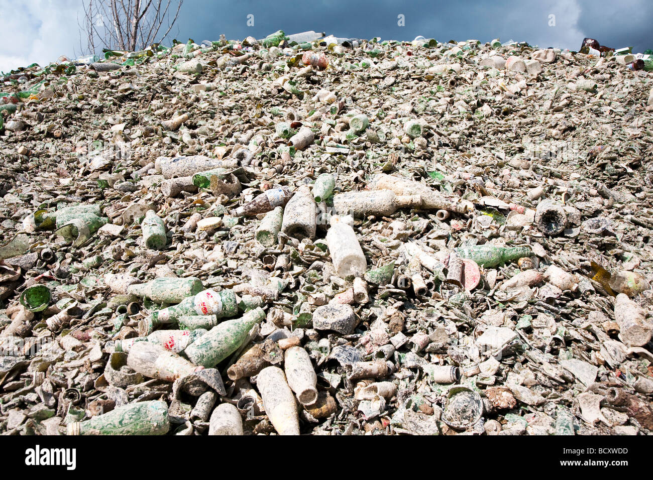 Bottles broken in public recycling materials Stock Photo Alamy