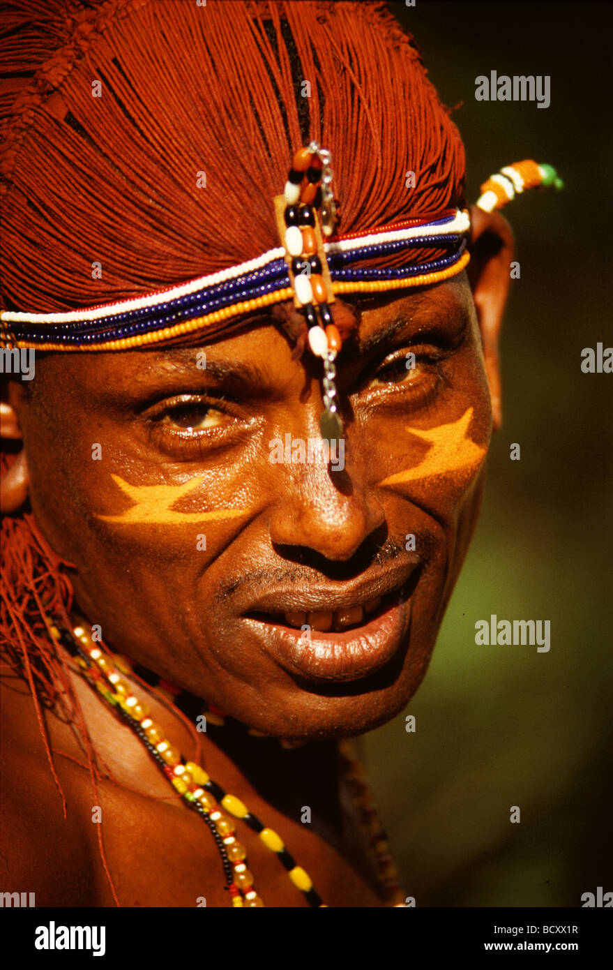 Samburu warrior at Bomas of Kenya, Nairobi Stock Photo