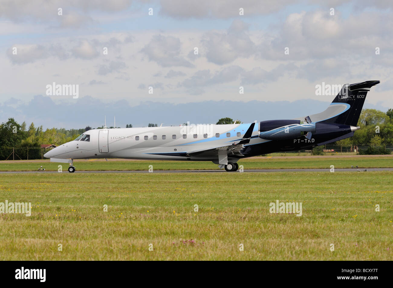 Embraer Legacy 600 business jet lands at the Royal International Air Tattoo RAF Fairford, England Stock Photo