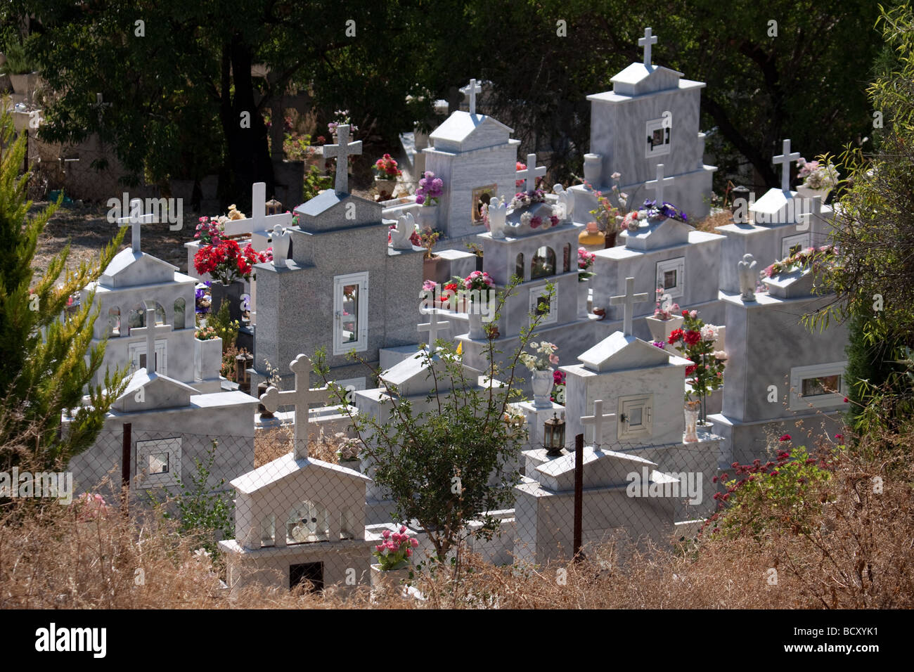 View of a cemetary in a Cypriot village Stock Photo