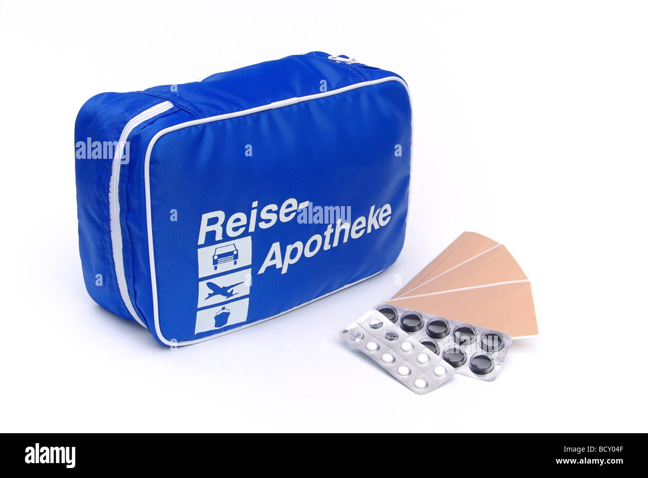 Reiseapotheke first aid travel kit 04 Stock Photo