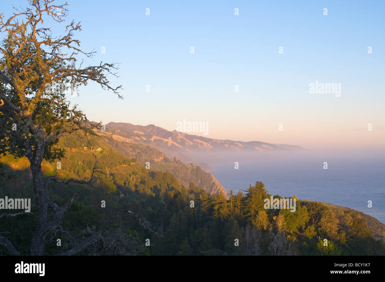 Sunset overlooking the coast line of Big Sur California Stock Photo - Alamy