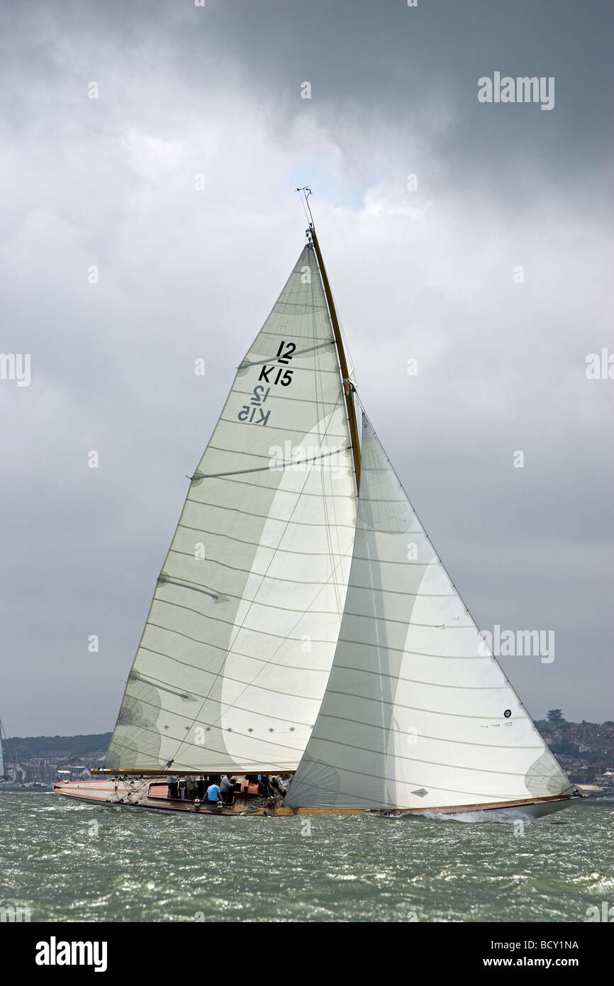 Classic yacht sailing on the Solent UK Stock Photo Alamy