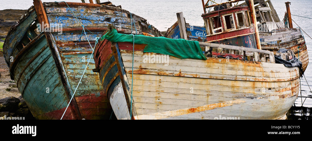 Abandoned boats, Salen, Isle of Mull, Scotland Stock Photo