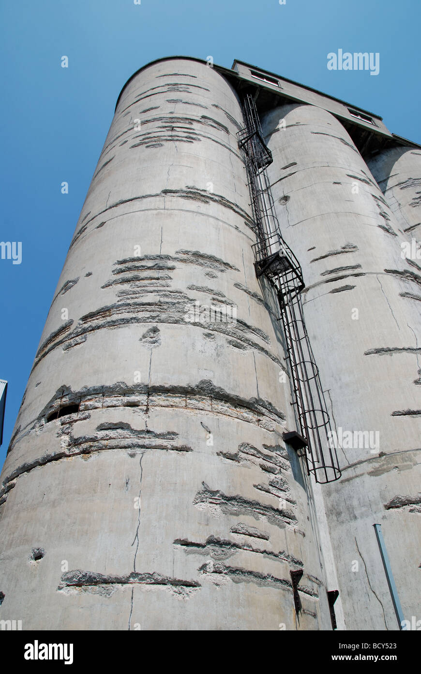 Dilapidated and unused grain silos on the Toronto waterfront Stock Photo