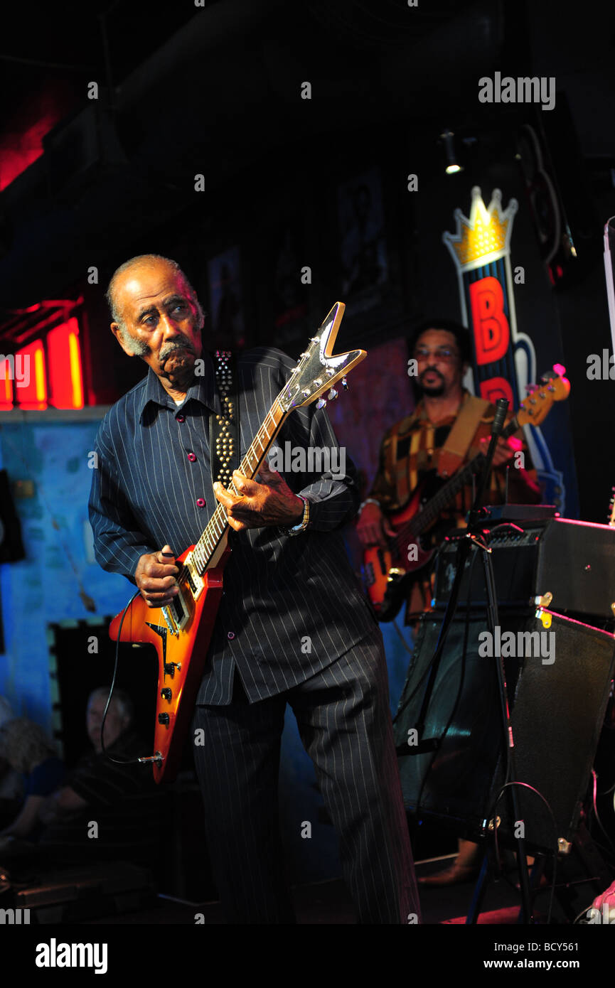 Tennessee Memphis Beale Street B B Kings Blues Club Carl Drew of the Carl Drew Blues Band Stock Photo