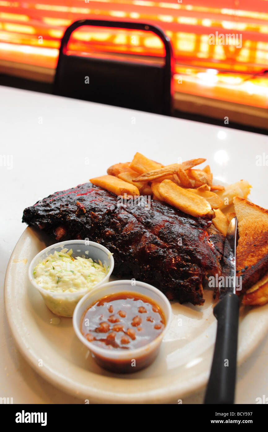 Tennessee Memphis Beale Street Blues City Cafe BBQ ribs and french