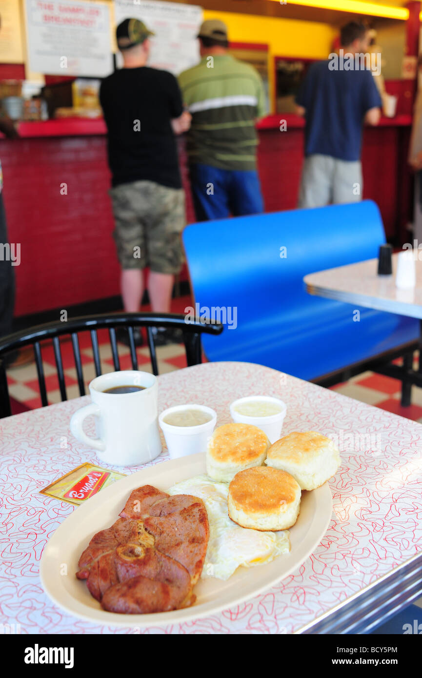 USA, Tennessee, MemphisBryant's restaurantbiscuits, country ham eggs