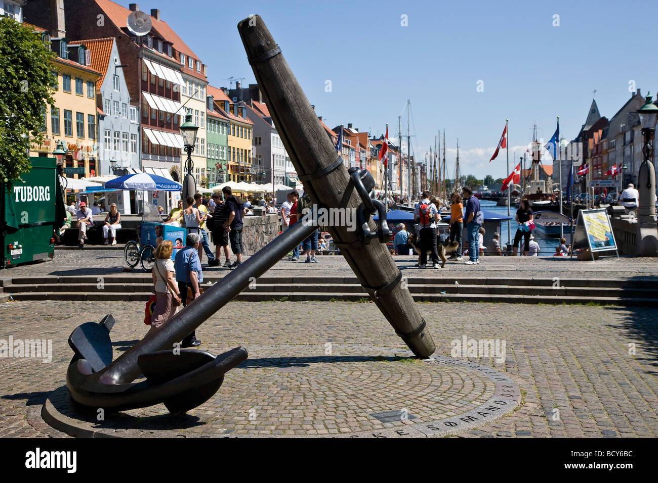 The Big Anchor, commemorating the Danish sailors who died during World War II, in Nyhavn, Copenhagen, Denmark Stock Photo