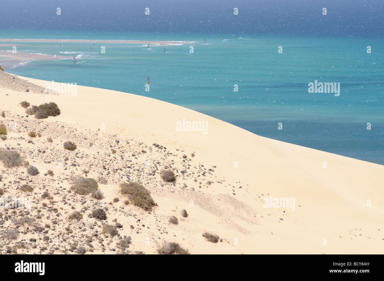 Sand Dune on Playa de Sotavento, Canary Island Fuerteventura, Spain Stock Photo