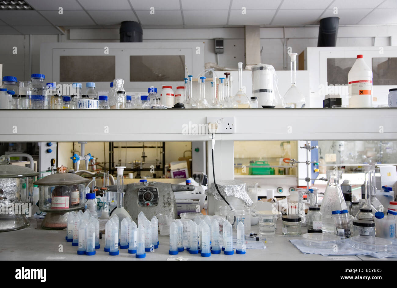 Busy lab shelves in Laboratory Stock Photo - Alamy
