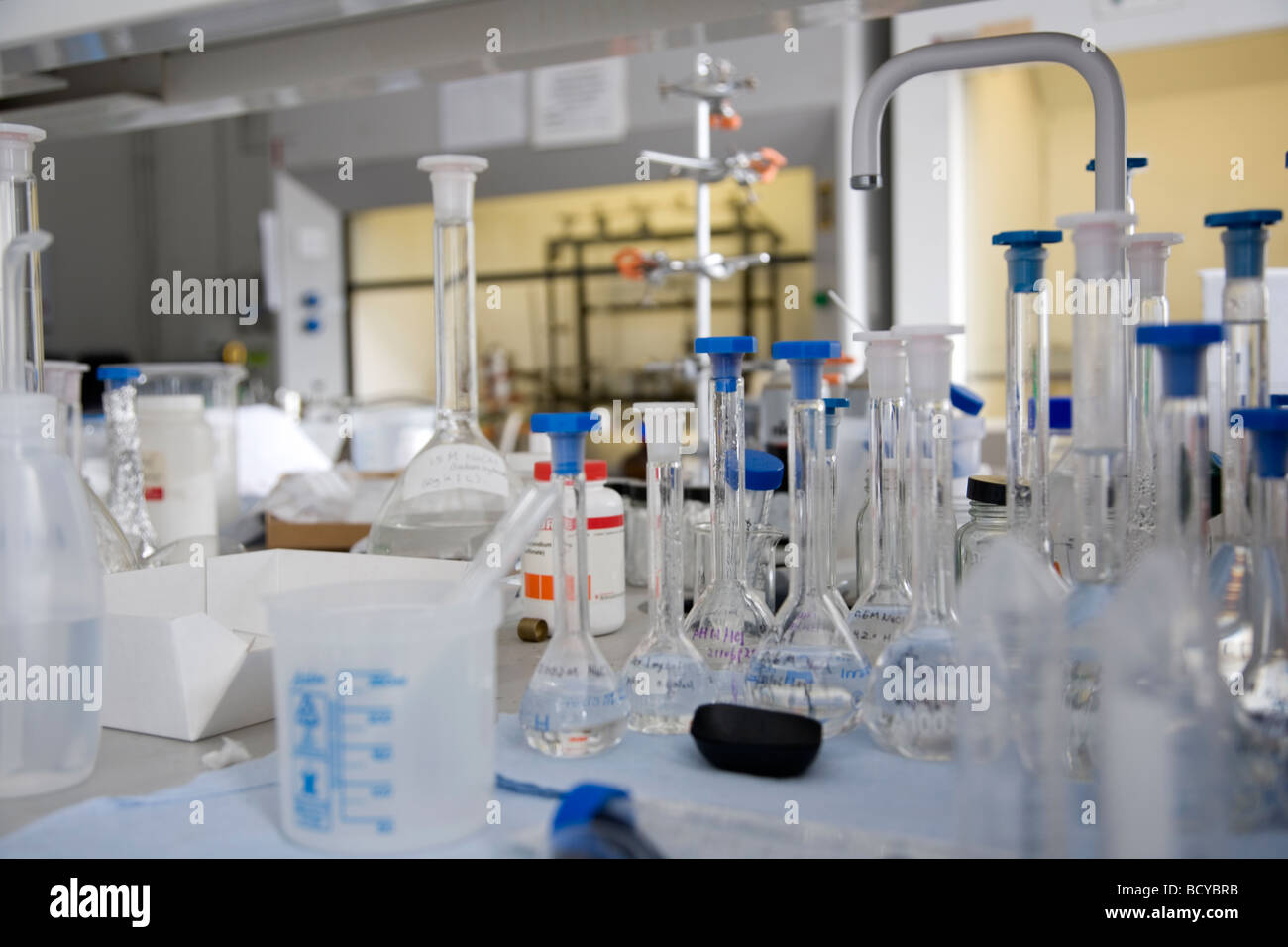 Beakers and tubes in lab Stock Photo Alamy